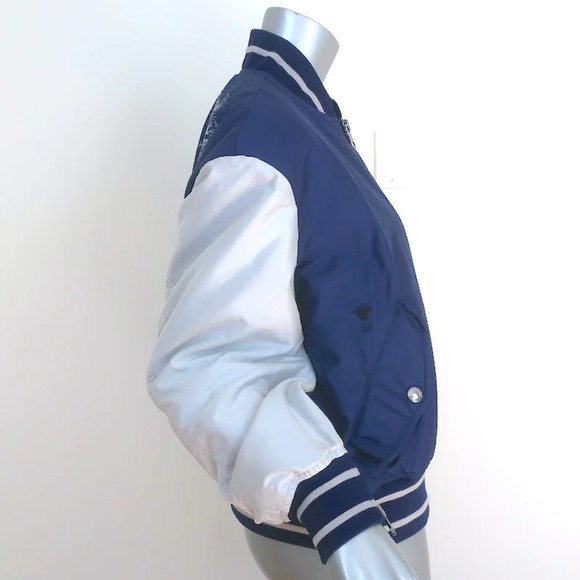 Christian Dior Reve D'infini Bomber Jacket Navy & Light Gray Satin Size 36 - Picture 6 of 9